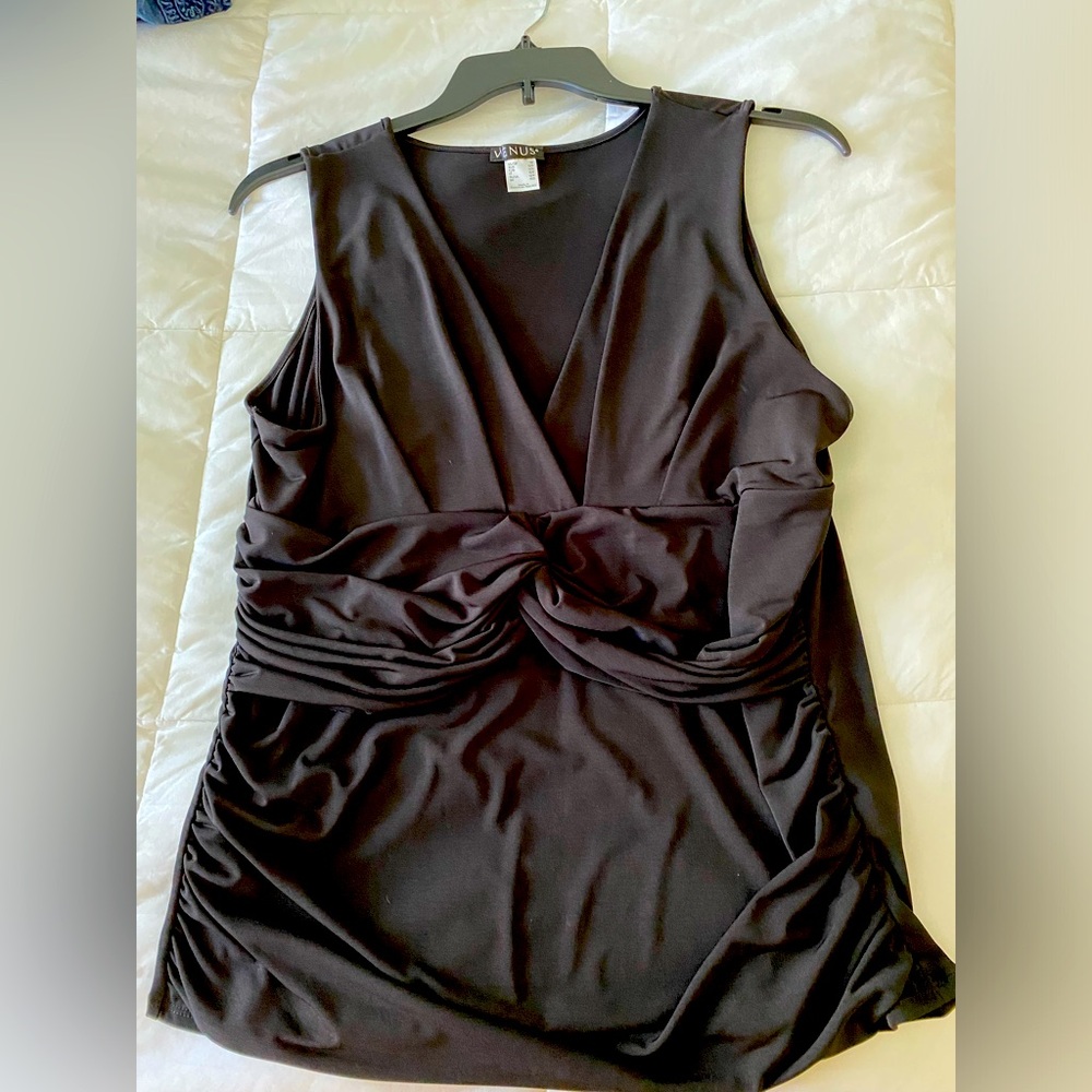 Venus sleeveless tunic with rutched details.
